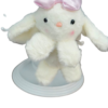 Adorable Fluffy Bunny Plush Keychain | Cream Faux-Fur Rabbit Bag Charm with Pink Satin Bow & Gold Hardware