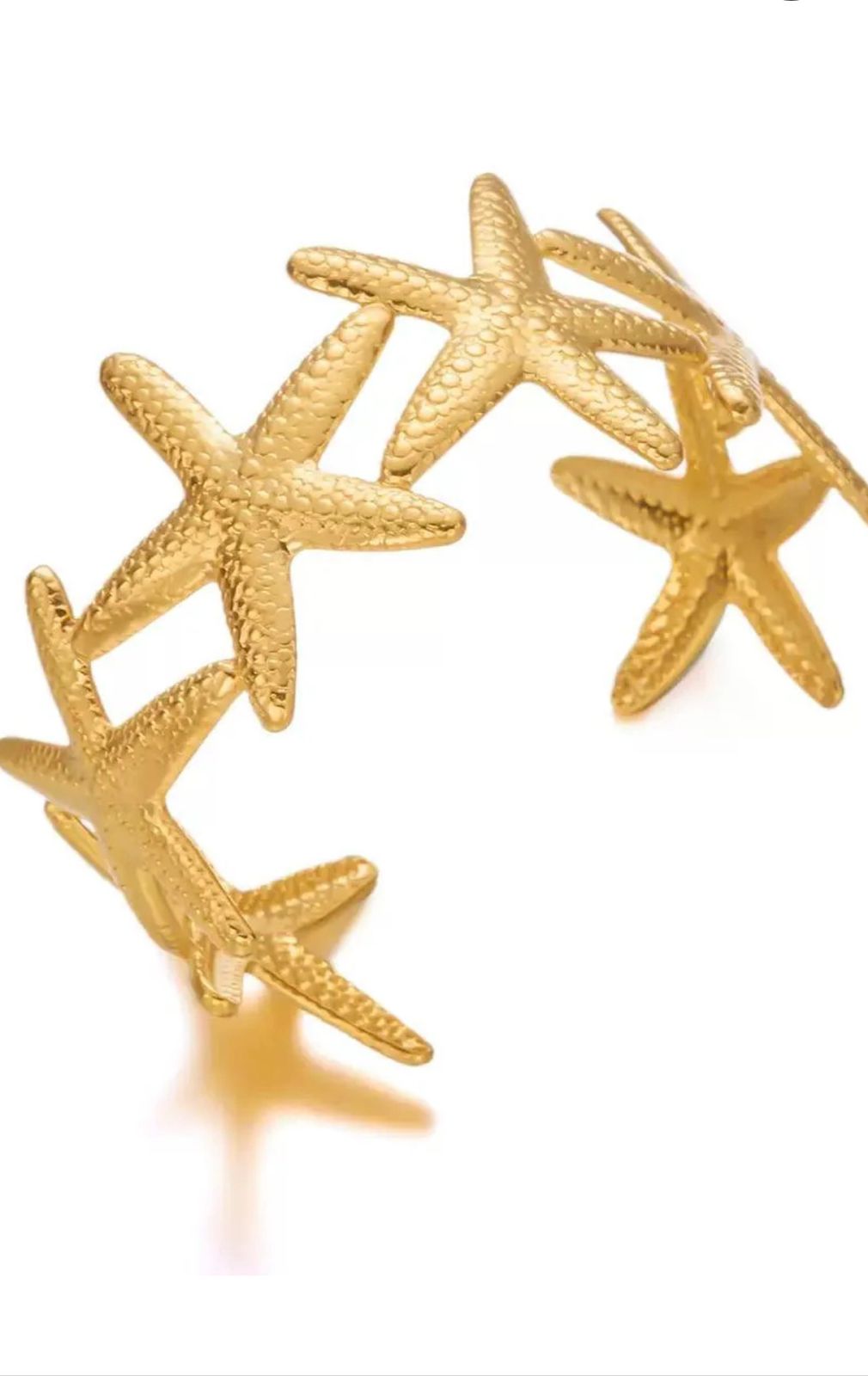 Gold Starfish Statement Cuff Bangle | Beach-Inspired Stainless Steel Sea Star Bracelet