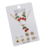 Roslynd Red Cherry Necklace & Earring Set | Gold-Tone Jewelry Gift Set with Studs