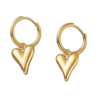 Gold Heart Hoop Earrings for Women – Anti Tarnish Drop Heart Charm Hoops | Trendy Minimal Jewellery
