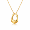 Organic Molten Gold Pendant Necklace – 18K Gold Plated Sculptural Open Loop Jewelry for Women