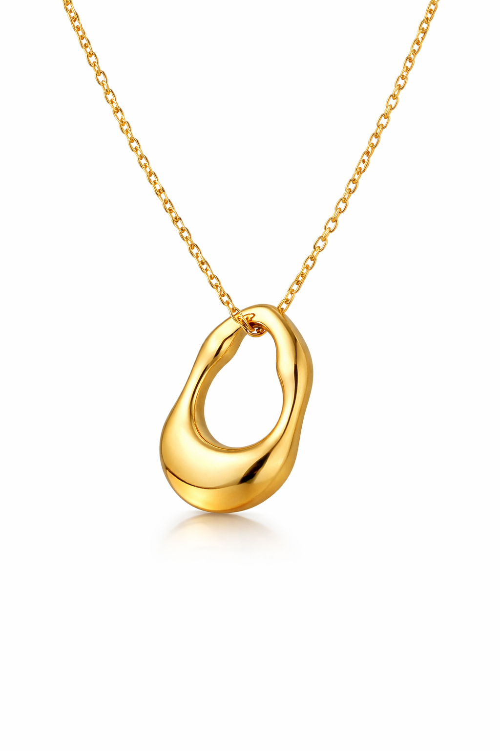Organic Molten Gold Pendant Necklace – 18K Gold Plated Sculptural Open Loop Jewelry for Women - Image 3