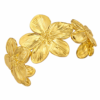 Gold Floral Statement Cuff Bracelet - Bold Textured Flower Bangle - 18K Gold Plated Botanical Jewelry for Women