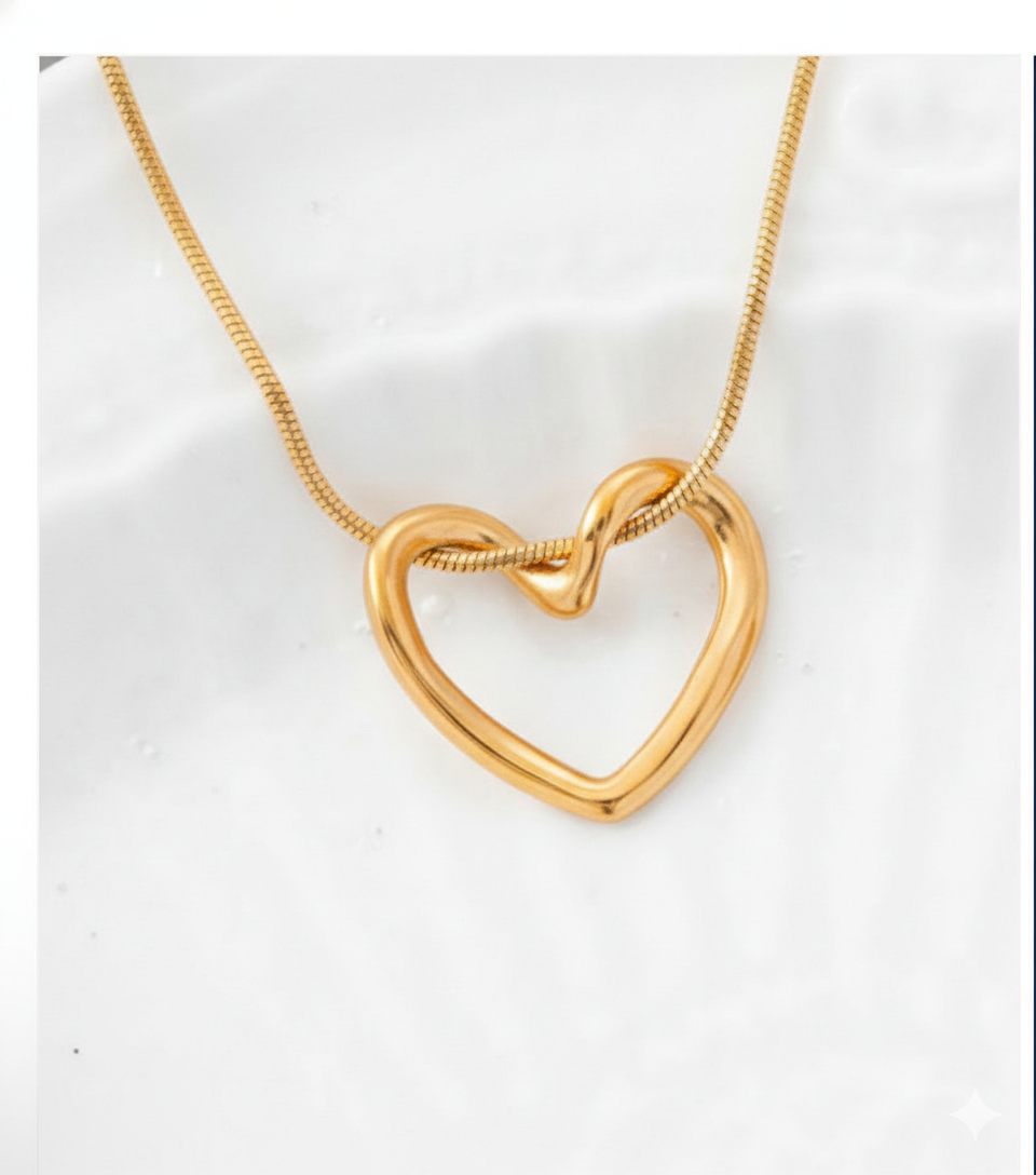 18K Gold Vermeil Open Heart Pendant Necklace – Minimalist Snake Chain Heart Jewelry for Women - Image 4