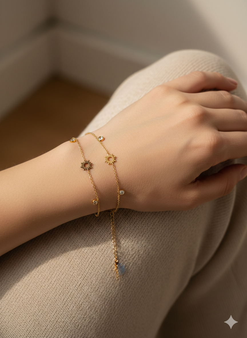 Celestial Two-Tone Mixed Metal Layered Bracelet - Image 2