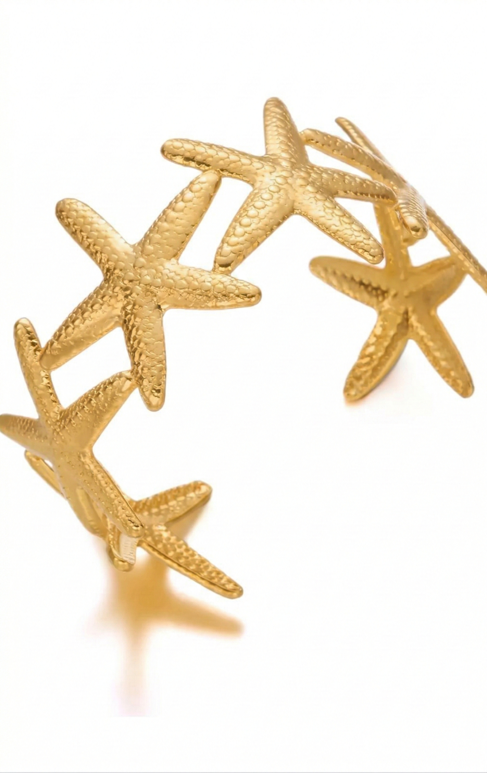 Gold Starfish Statement Cuff Bangle | Beach-Inspired Stainless Steel Sea Star Bracelet - Image 3