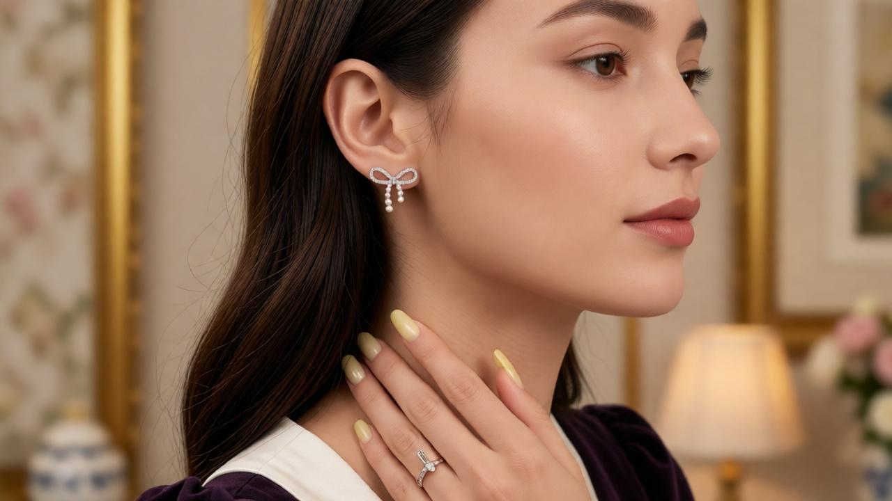 18K Gold-Plated Statement Ribbon Bow Earrings | Chunky High-Shine Metallic Studs - Image 2