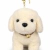 Cute Cream Puppy Plush Keychain – Soft Fluffy Dog Keyring with Bell Collar | Kawaii Puppy Bag Charm Gift for Girls & Kids