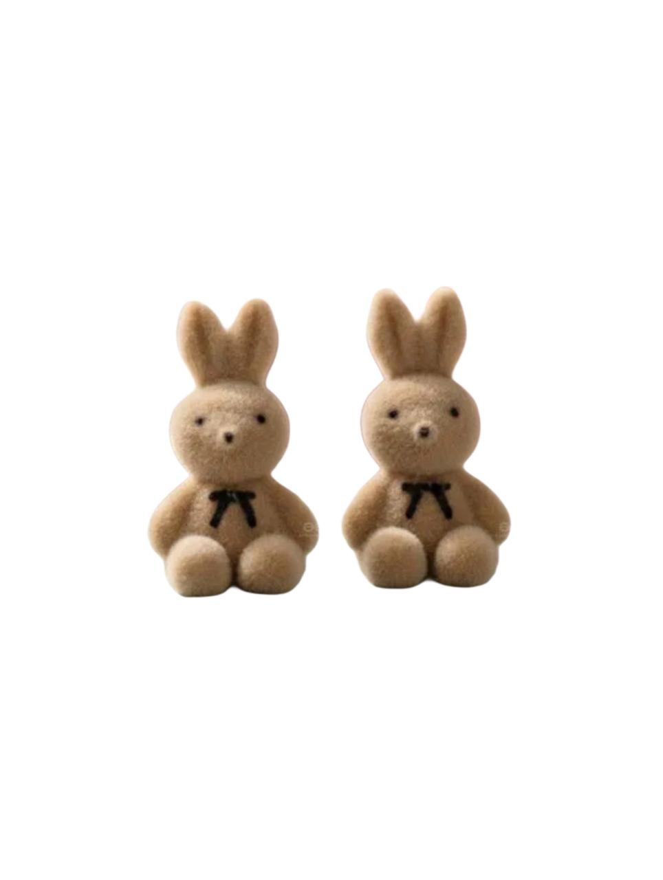 Adorable Fuzzy Bunny Stud Earrings – Kawaii Velvet Texture Rabbit Jewelry for Women & Girls