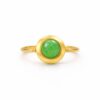 Green Aventurine Gold Solitaire Ring | Minimalist Round Gemstone Band