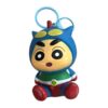 Crayon Shin-chan Action Kamen Figure Keychain – Blue Superhero Shin-chan Bag Charm – Durable PVC Anime Keyring for Backpacks, Fans, and Collectors