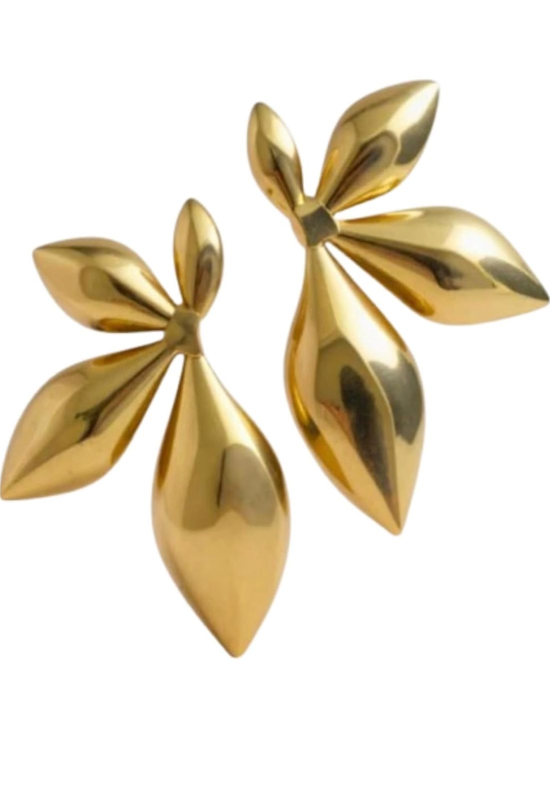 Gold Sculptural Petal Drop Earrings – Modern Botanical Statement Jewelry for Women
