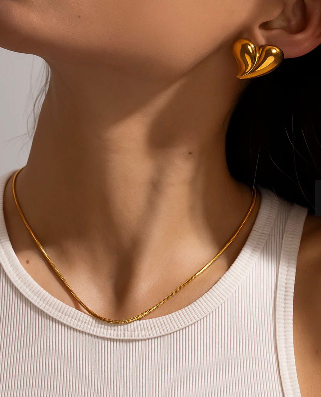 Elegant Deep Red Enamel Heart Stud Earrings – Gold Plated Minimalist Asymmetric Jewelry - Image 2