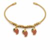 Dainty Grape Charm Snake Chain Bracelet | Gold-Plated Adjustable Bangle with Red Enamel Fruit Charms | Cute Summer Jewelry Gift for Women and Girls