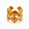 18K Gold Plated Continuous Bow Cuff Ring | Adjustable Statement Band