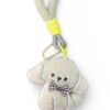 Cute Aesthetic Poodle Plush Keychain – Soft Cream Dog Bag Charm with Plaid Bowtie – Kawaii Puppy Toy Keyring with Wrist Strap for Backpacks & Keys