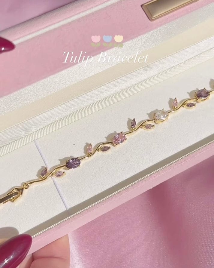 Elegant gold-toned bracelet with pink and crystal stones—perfect for everyday wear and special occasions. - Image 2